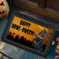 Black and Tan Coonhound HAPPY HOWL-OWEEN Welcome Mat