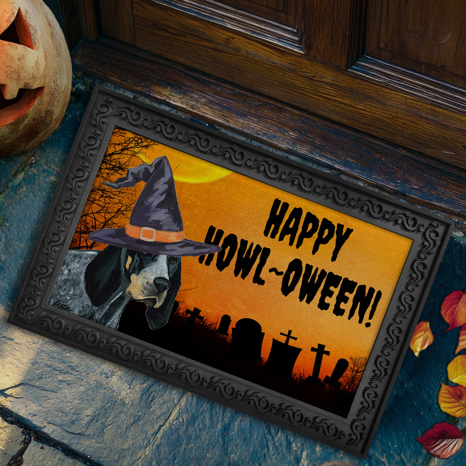 Bluetick Coonhound HAPPY HOWL-OWEEN Welcome Mat