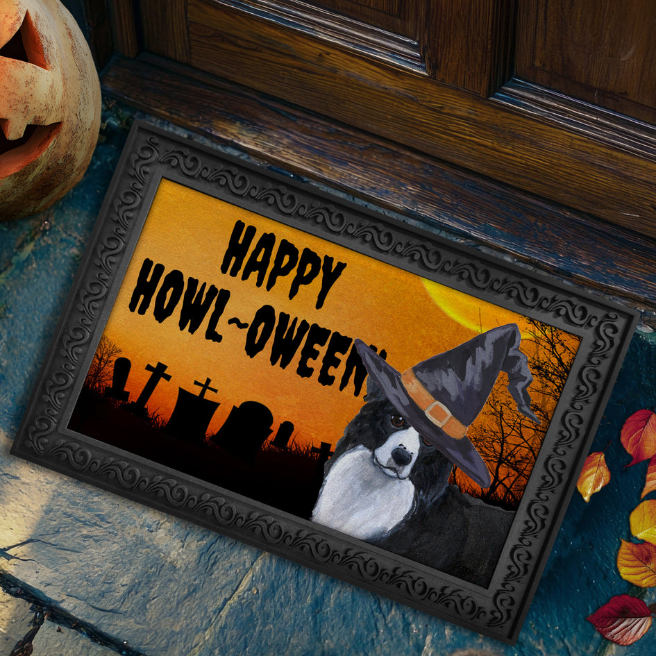Border Collie HAPPY HOWL-OWEEN Welcome Mat