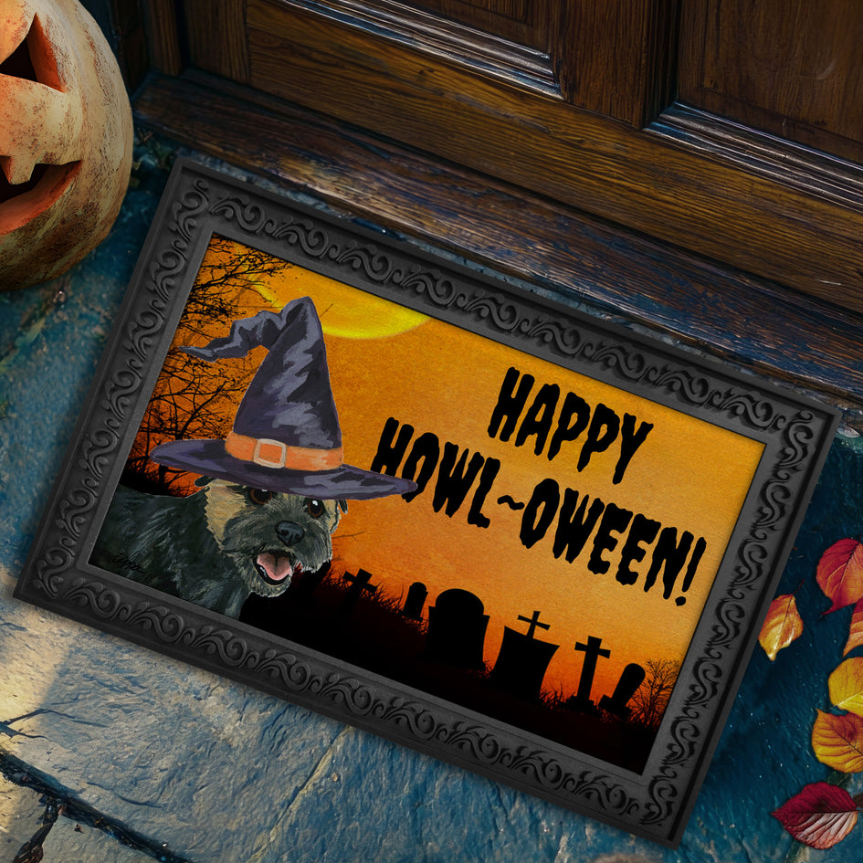 Border Terrier HAPPY HOWL-OWEEN Welcome Mat