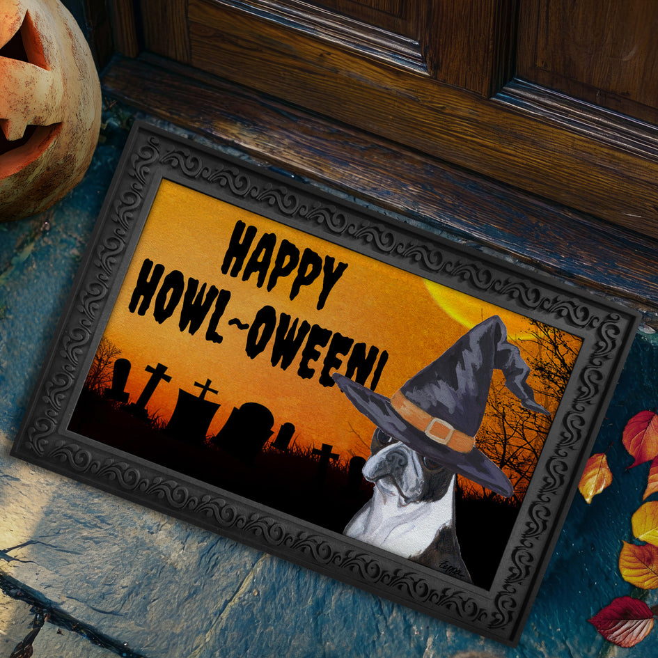 Boston Terrier HAPPY HOWL-OWEEN Welcome Mat