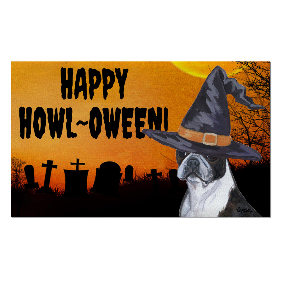 Boston Terrier HAPPY HOWL-OWEEN Welcome Mat