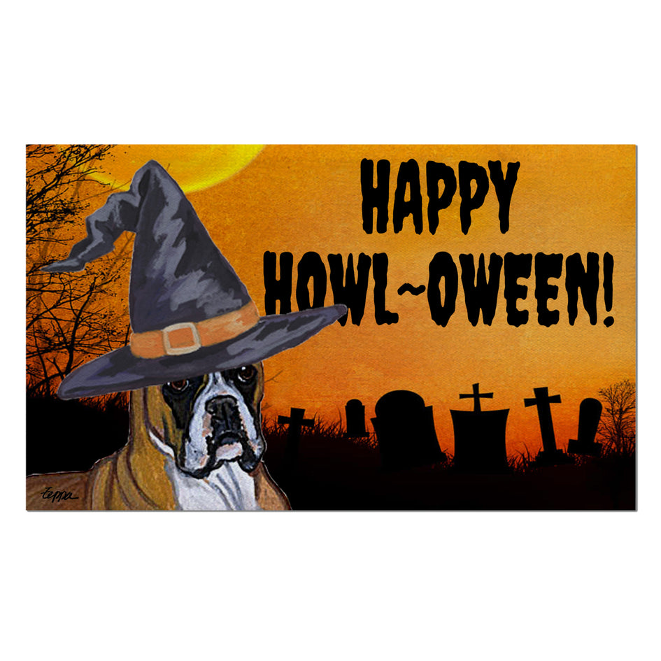 Boxer Lying HAPPY HOWL-OWEEN Welcome Mat