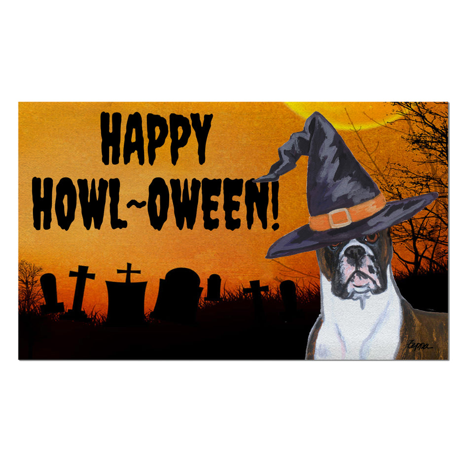 Boxer Standing HAPPY HOWL-OWEEN Welcome Mat