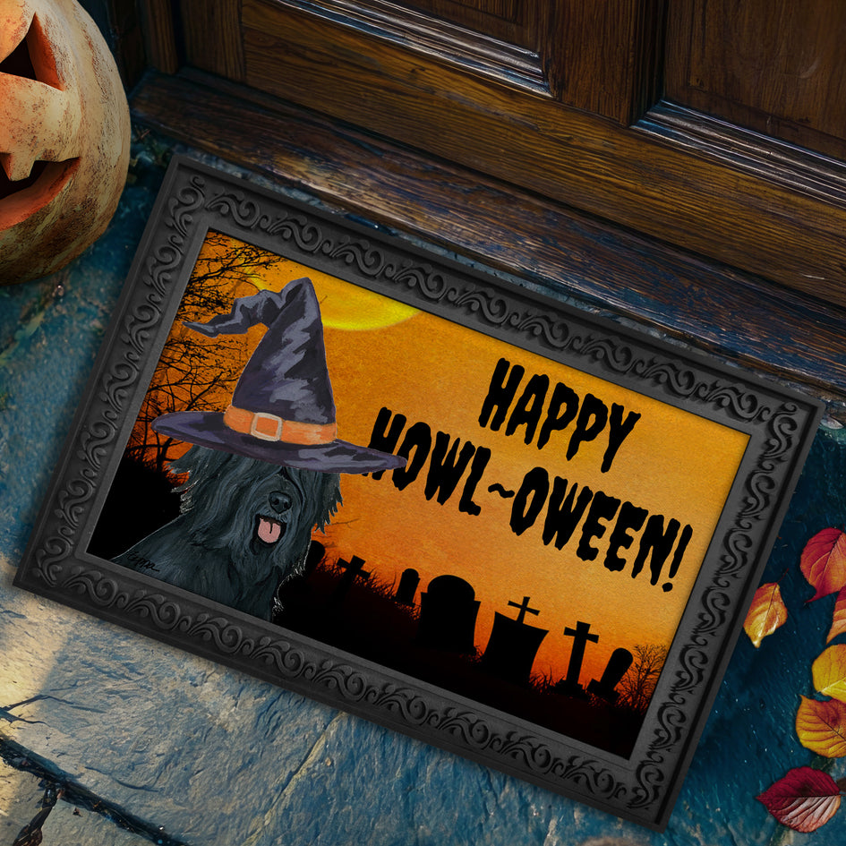 Briard HAPPY HOWL-OWEEN Welcome Mat