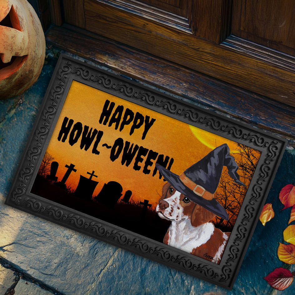 Brittany HAPPY HOWL-OWEEN Welcome Mat