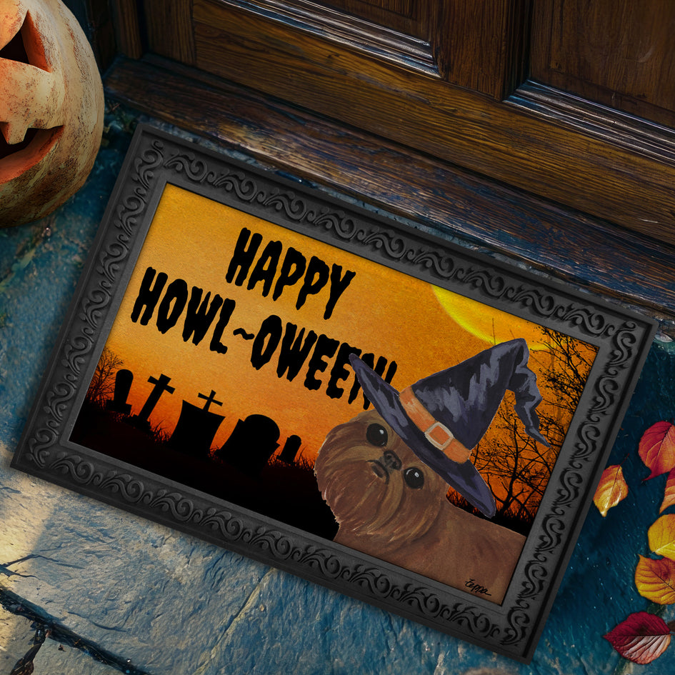 Brussels Griffon HAPPY HOWL-OWEEN Welcome Mat