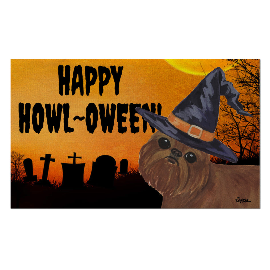 Brussels Griffon HAPPY HOWL-OWEEN Welcome Mat