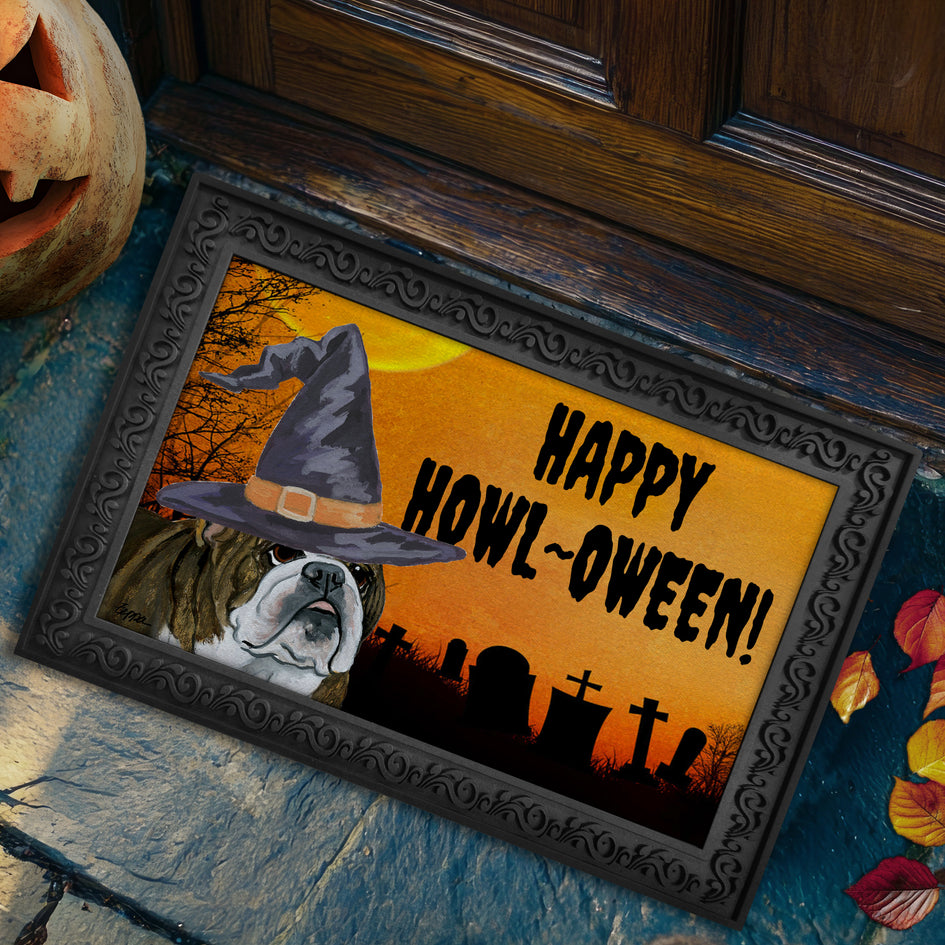 Bulldog HAPPY HOWL-OWEEN Welcome Mat