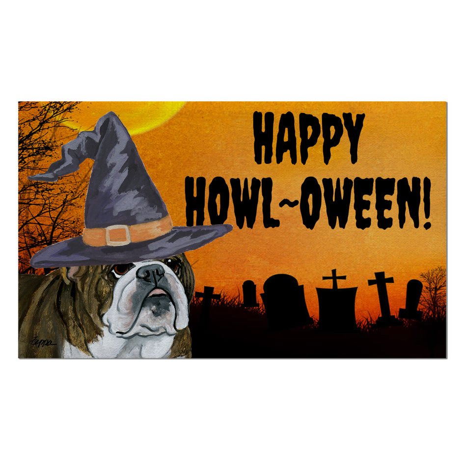 Bulldog HAPPY HOWL-OWEEN Welcome Mat