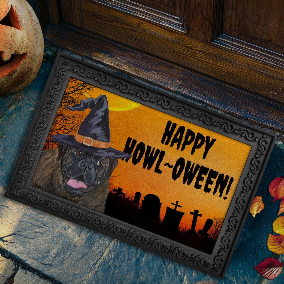 Bullmastiff HAPPY HOWL-OWEEN Welcome Mat