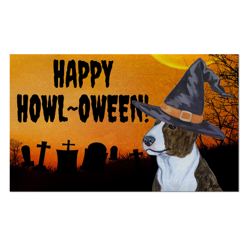 Bull Terrier HAPPY HOWL-OWEEN Welcome Mat