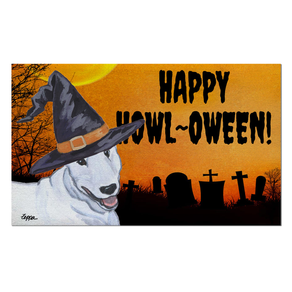 Bull Terrier HAPPY HOWL-OWEEN Welcome Mat