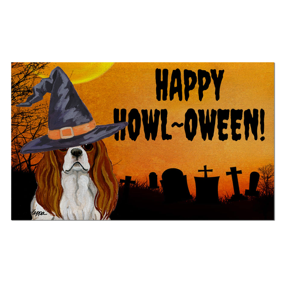 Cavalier King Charles Spaniel HAPPY HOWL-OWEEN Welcome Mat
