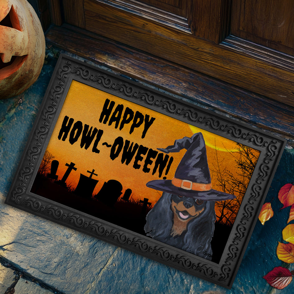 Cavalier King Charles Spaniel HAPPY HOWL-OWEEN Welcome Mat