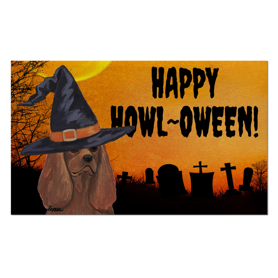 Cavalier King Charles Spaniel HAPPY HOWL-OWEEN Welcome Mat