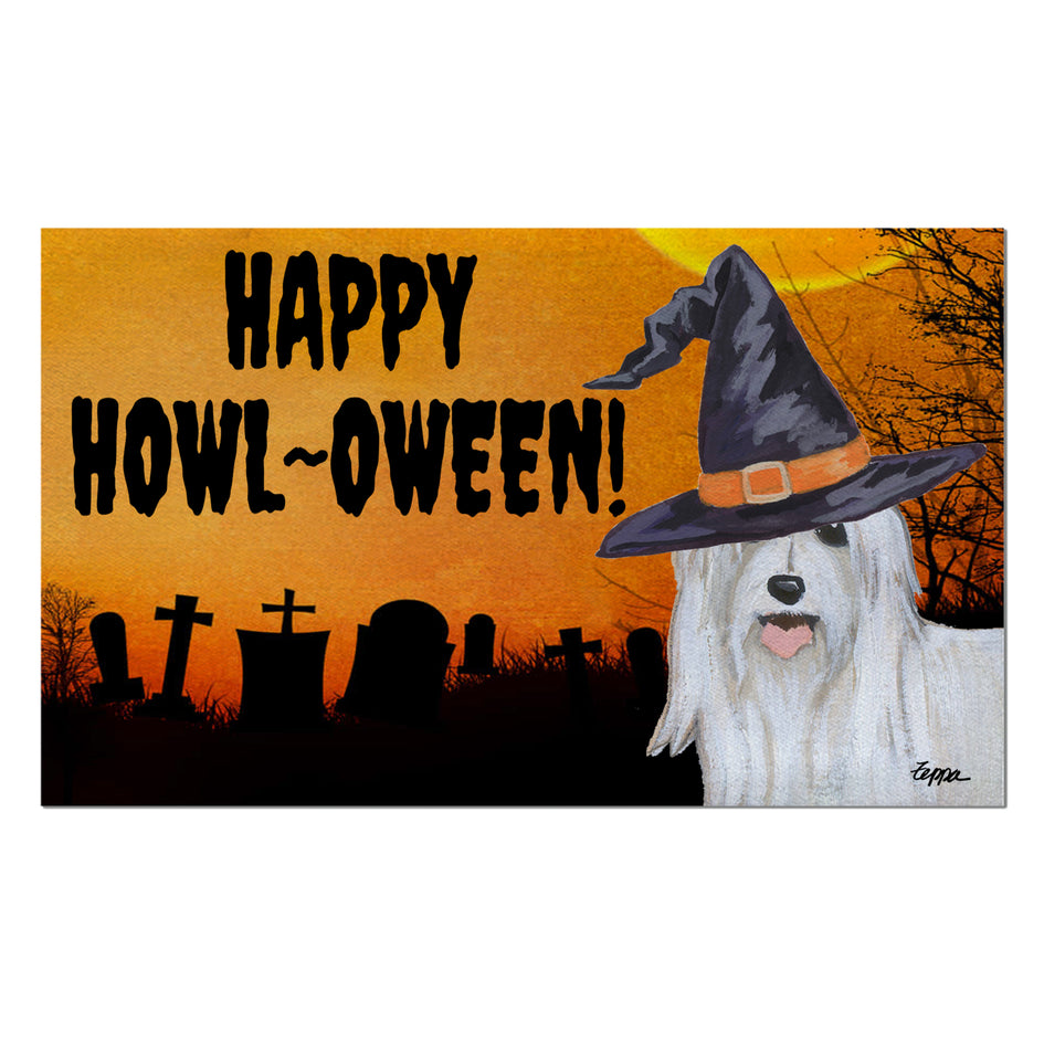 Chinese Crested Powderpuff HAPPY HOWL-OWEEN Welcome Mat