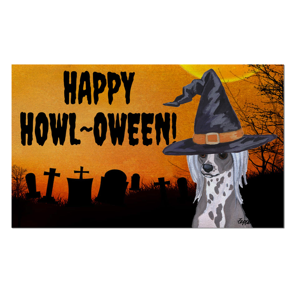Chinese Crested HAPPY HOWL-OWEEN Welcome Mat