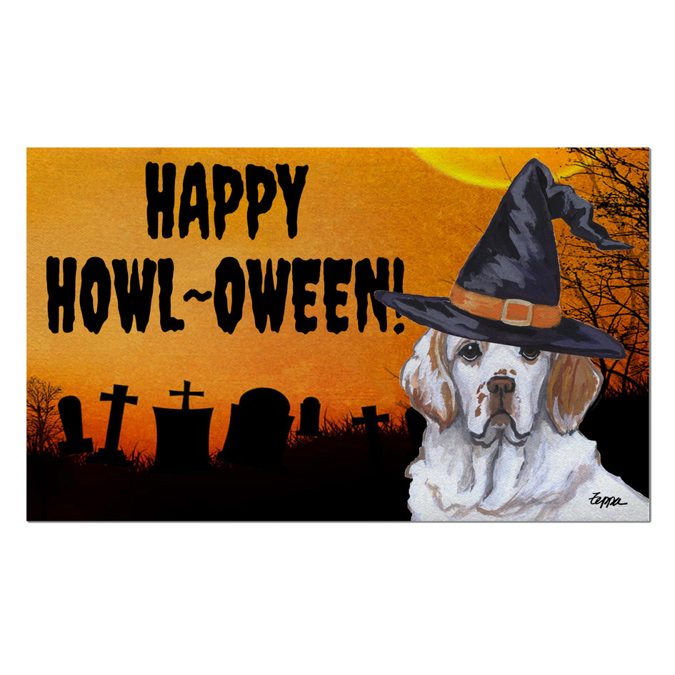 Clumber Spaniel HAPPY HOWL-OWEEN Welcome Mat