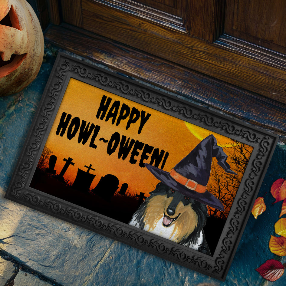 Collie HAPPY HOWL-OWEEN Welcome Mat