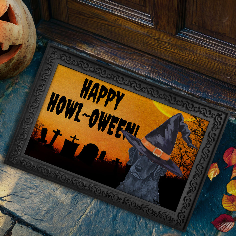 Curly-Coated Retriever HAPPY HOWL-OWEEN Welcome Mat