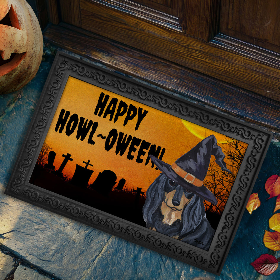 Dachshund HAPPY HOWL-OWEEN Welcome Mat