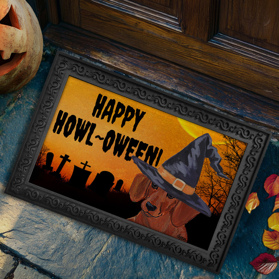 Dachshund HAPPY HOWL-OWEEN Welcome Mat