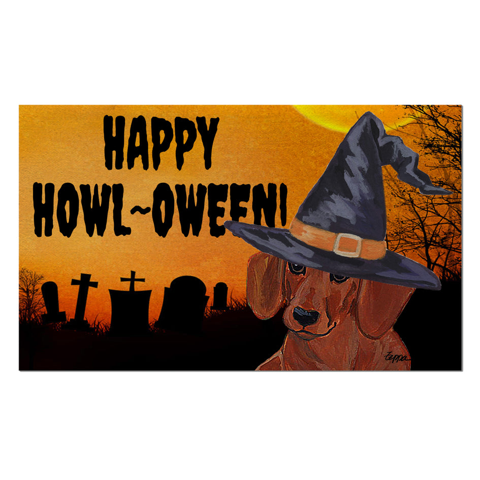 Dachshund HAPPY HOWL-OWEEN Welcome Mat