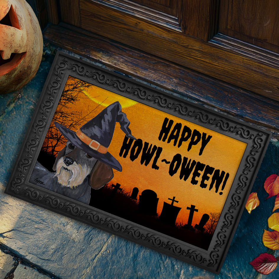 Dachshund HAPPY HOWL-OWEEN Welcome Mat