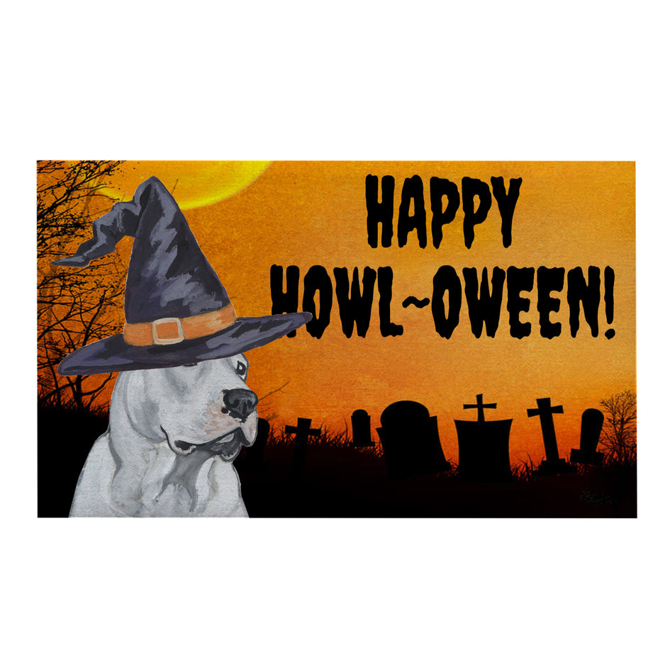 Dogo Argentino HAPPY HOWL-OWEEN Welcome Mat