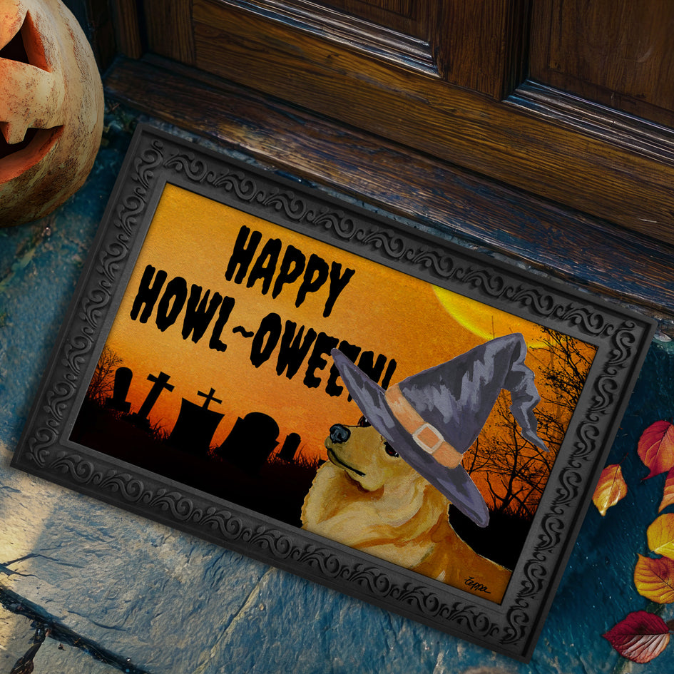 Finnish Spitz HAPPY HOWL-OWEEN Welcome Mat