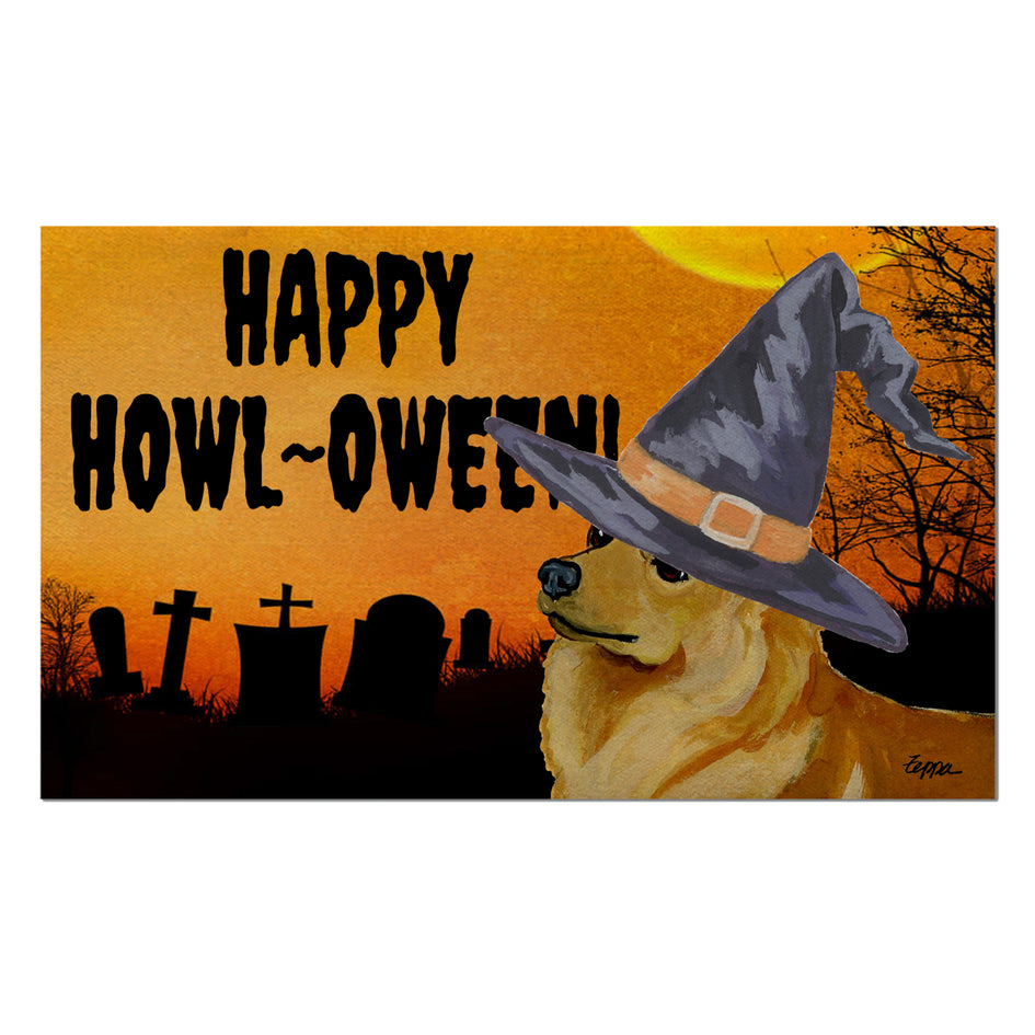 Finnish Spitz HAPPY HOWL-OWEEN Welcome Mat