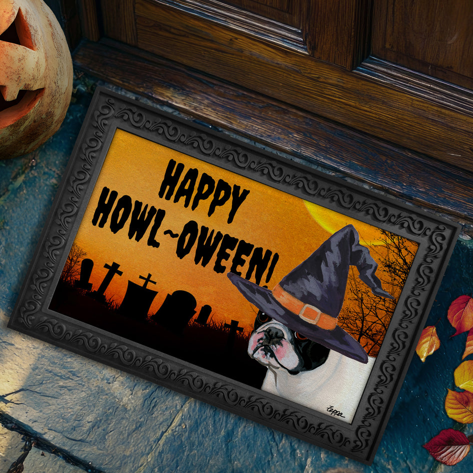 French Bulldog HAPPY HOWL-OWEEN Welcome Mat