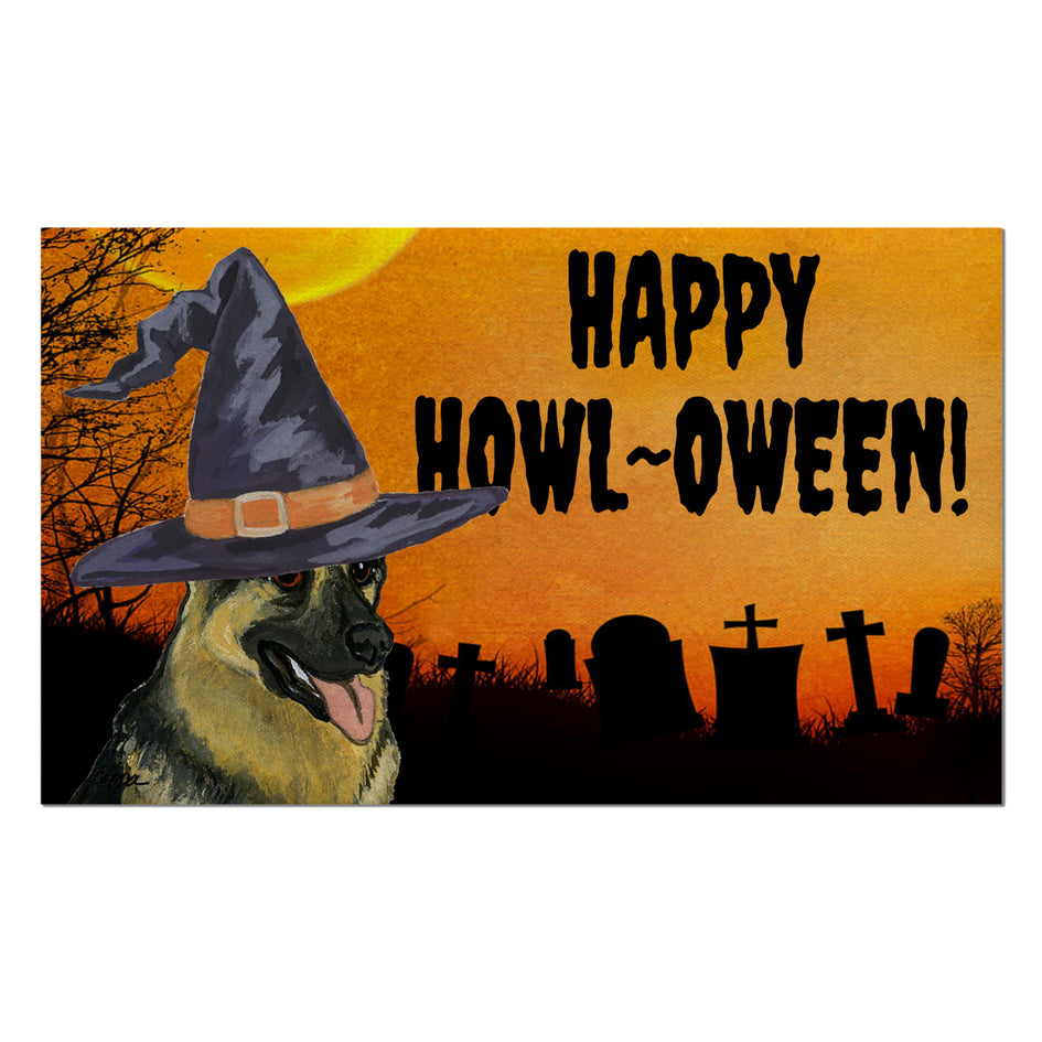 German Shepherd Dog HAPPY HOWL-OWEEN Welcome Mat