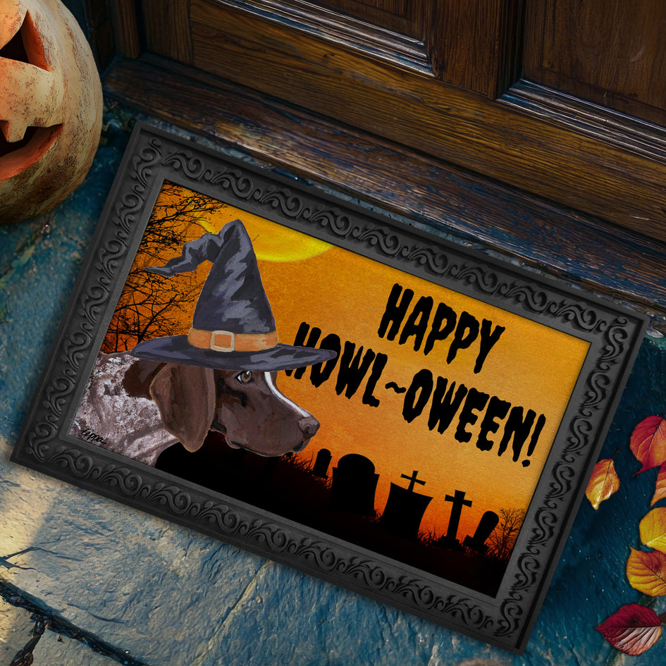 German Shorthaired Pointer HAPPY HOWL-OWEEN Welcome Mat