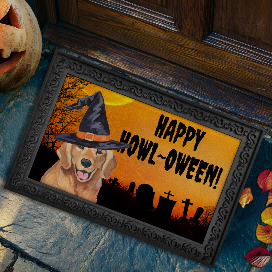 Golden Retriever HAPPY HOWL-OWEEN Welcome Mat