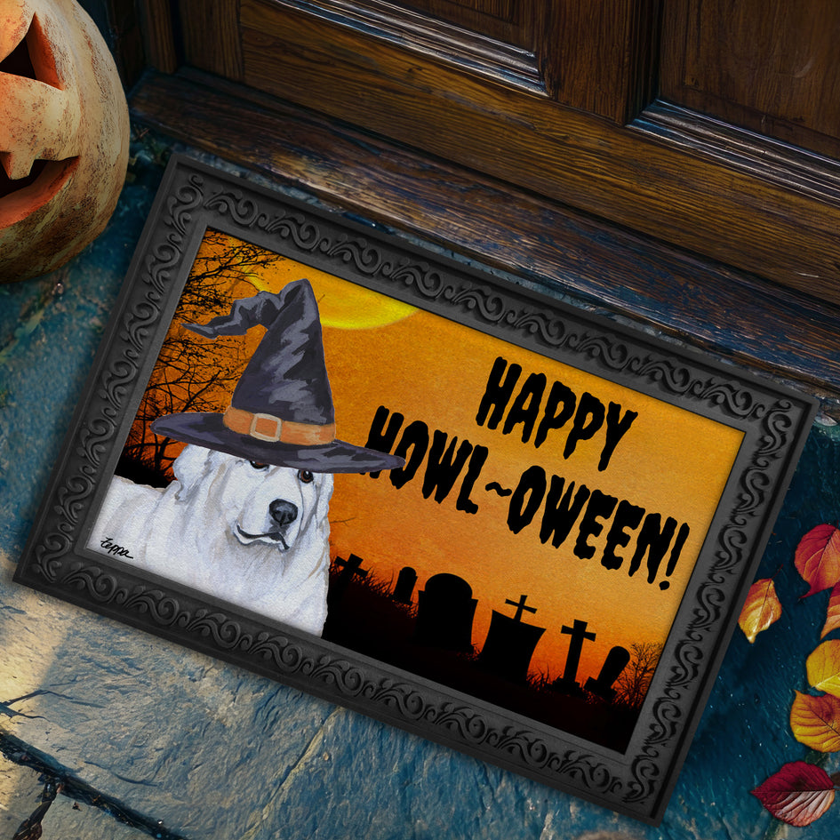 Great Pyrenees HAPPY HOWL-OWEEN Welcome Mat