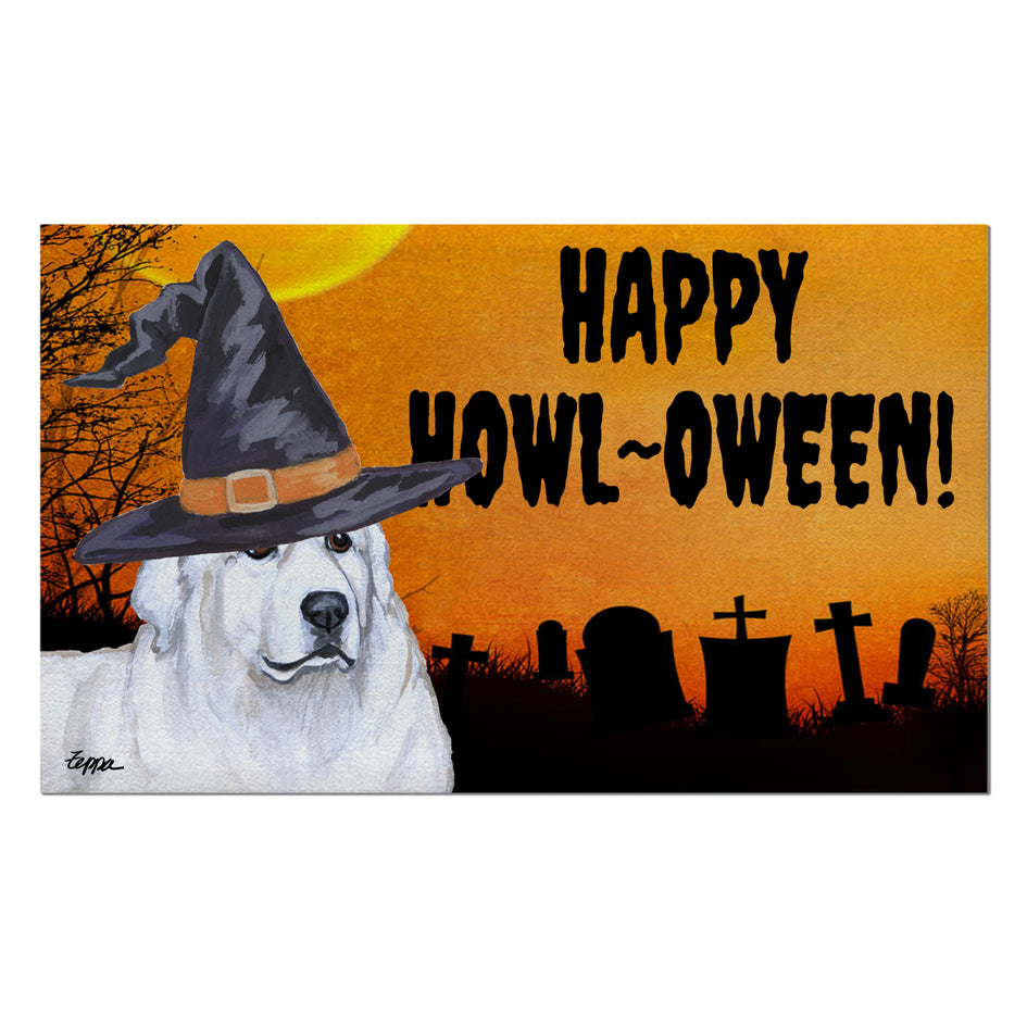Great Pyrenees HAPPY HOWL-OWEEN Welcome Mat