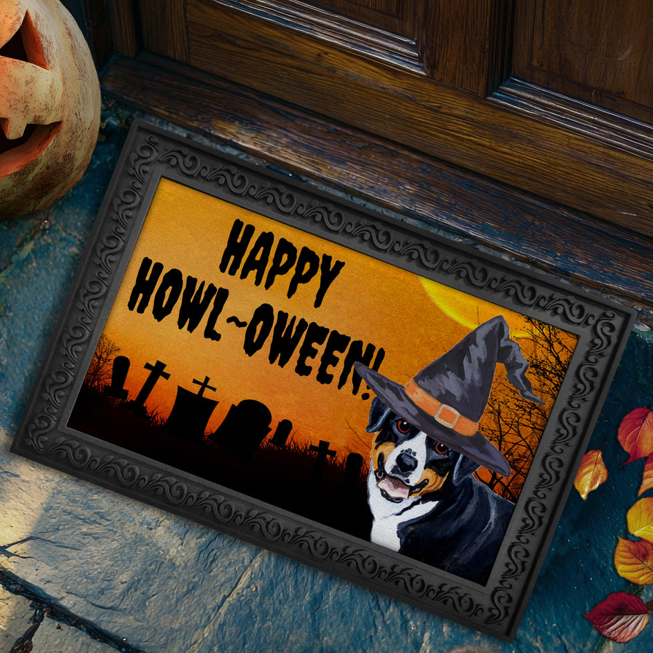 Greater Swiss Mountain Dog HAPPY HOWL-OWEEN Welcome Mat