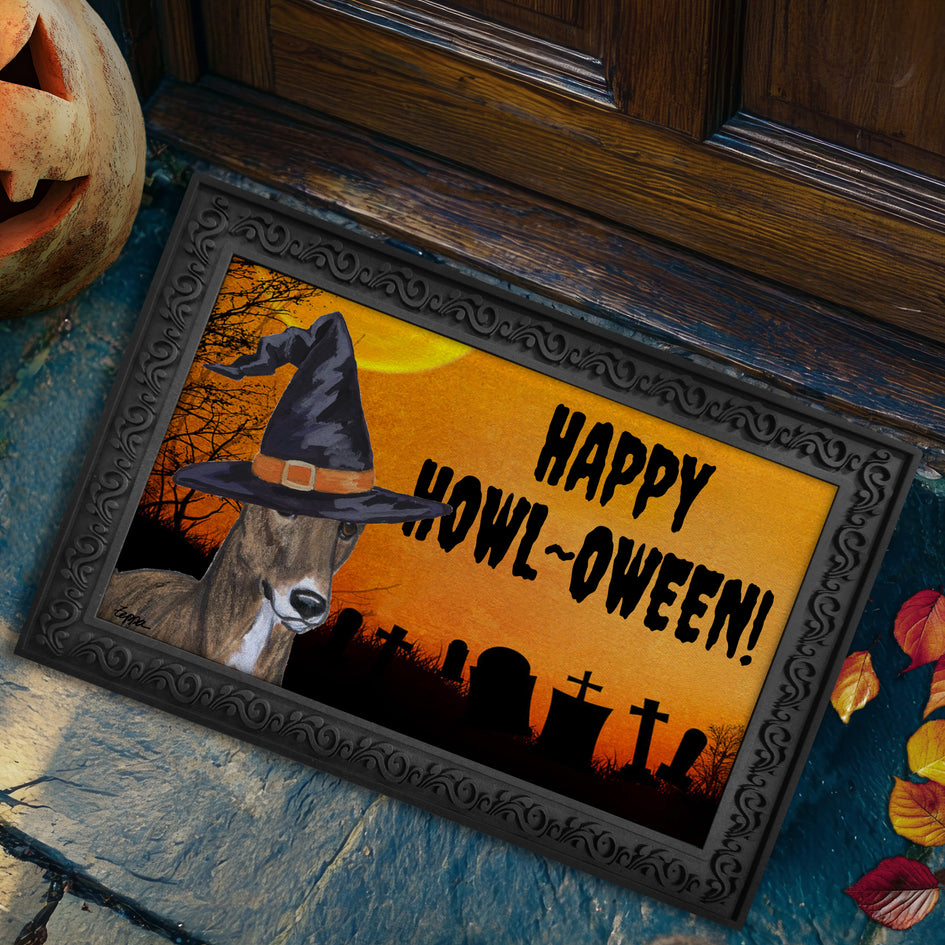 Greyhound HAPPY HOWL-OWEEN Welcome Mat
