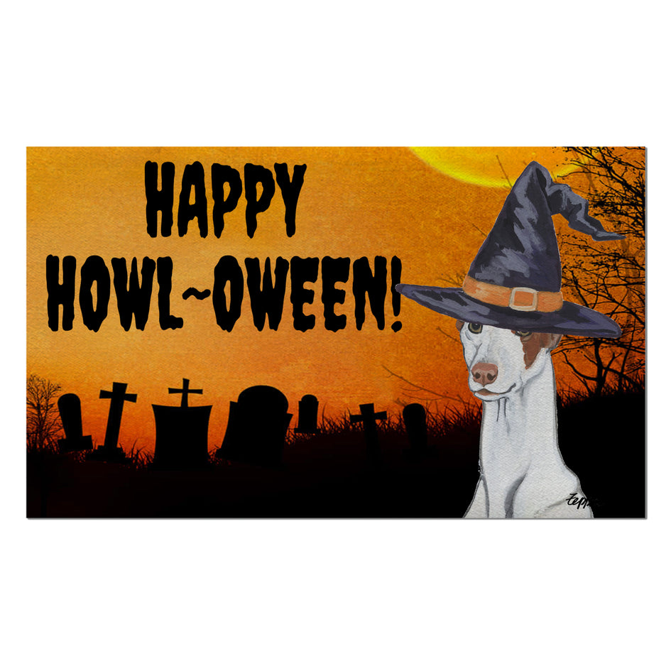 Ibizan Hound HAPPY HOWL-OWEEN Welcome Mat