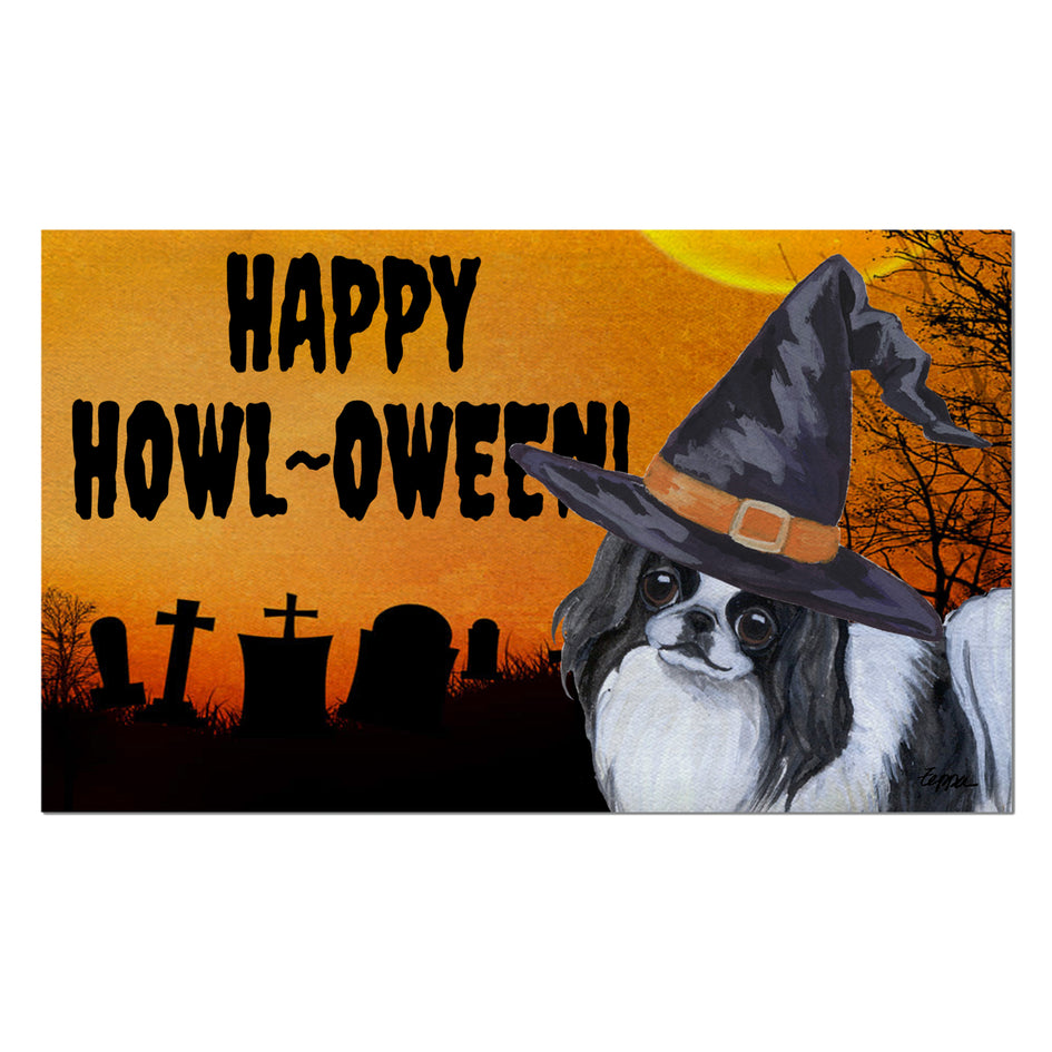 Japanese Chin HAPPY HOWL-OWEEN Welcome Mat
