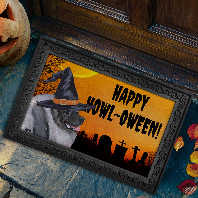 Keeshond HAPPY HOWL-OWEEN Welcome Mat