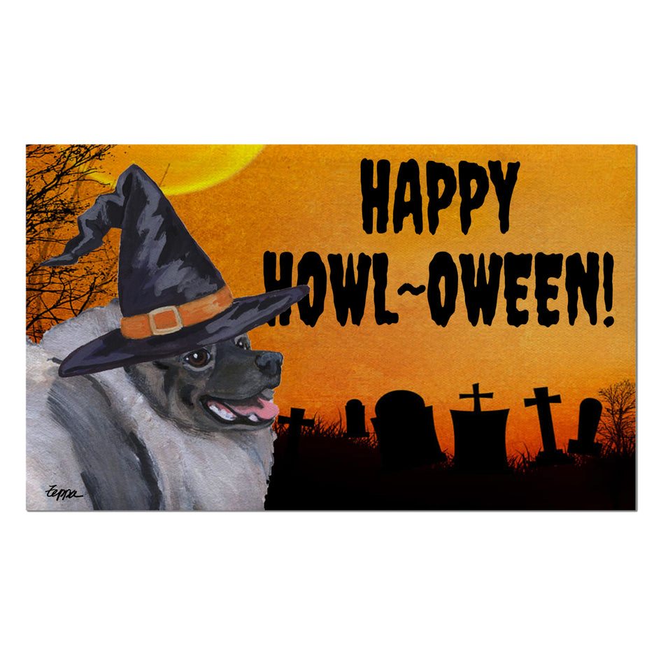 Keeshond HAPPY HOWL-OWEEN Welcome Mat