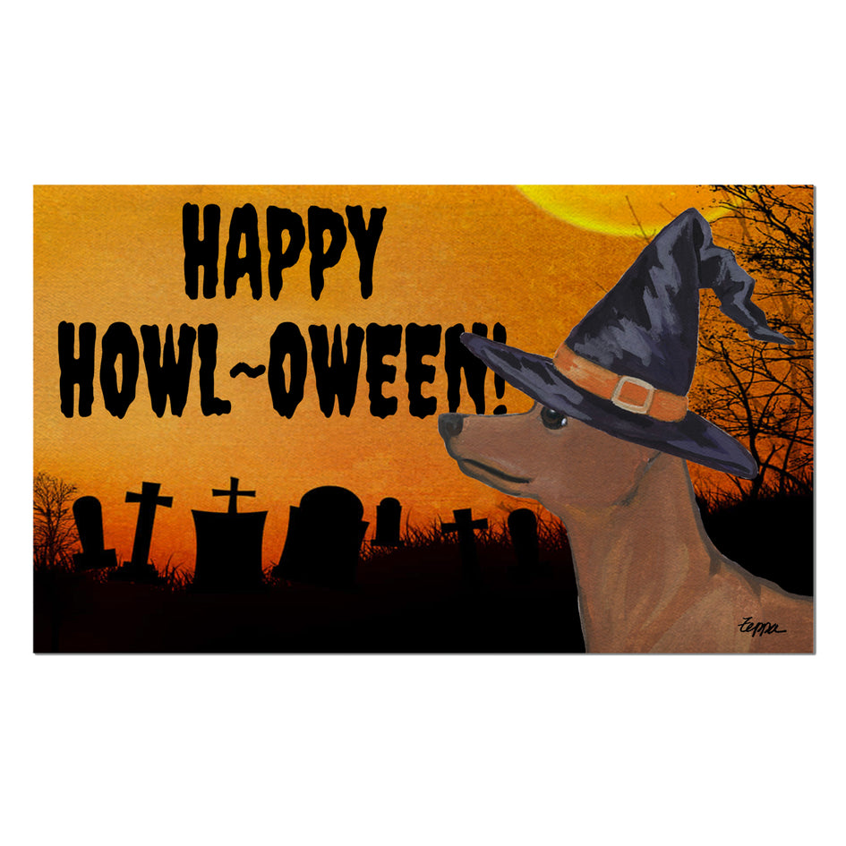 Miniature Pinscher HAPPY HOWL-OWEEN Welcome Mat