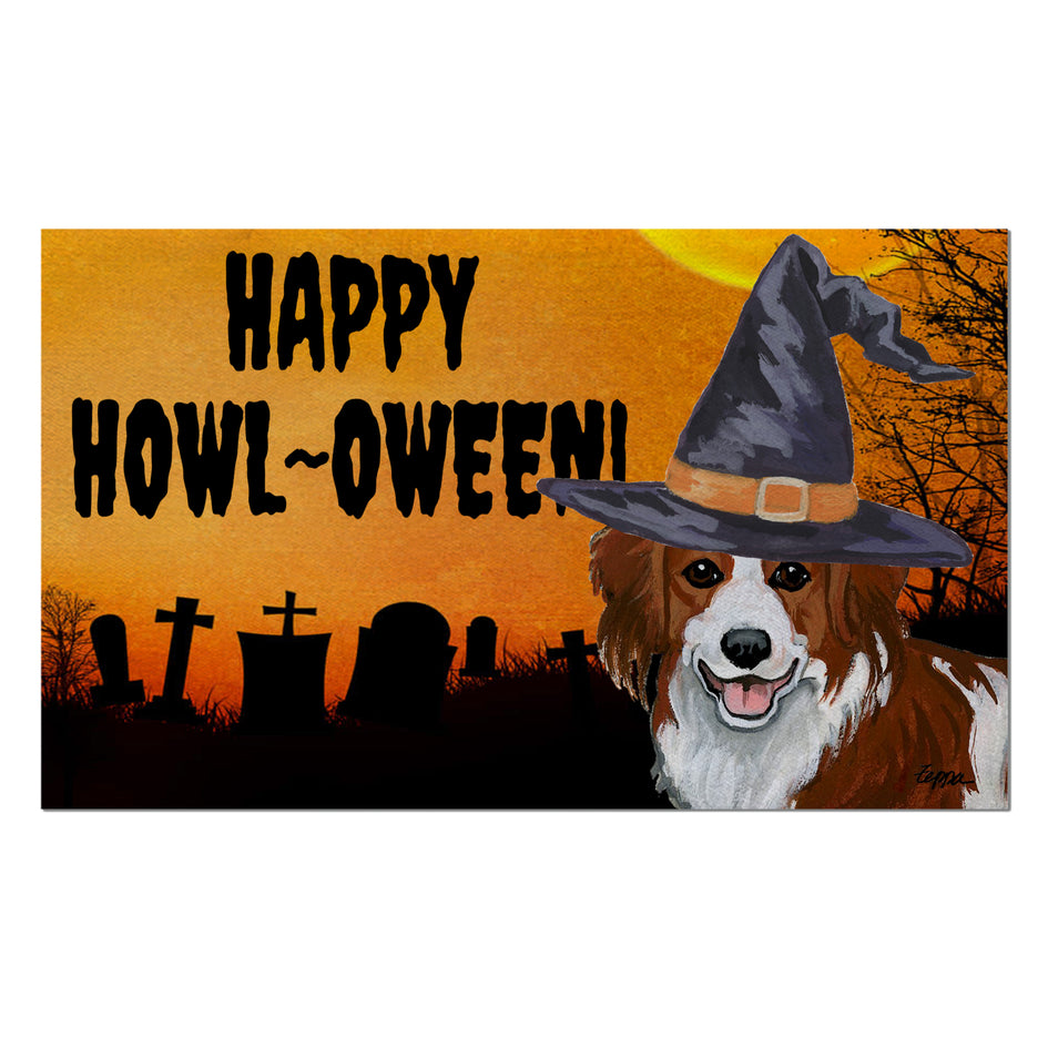 Nederlandse Kooikerhondje HAPPY HOWL-OWEEN Welcome Mat