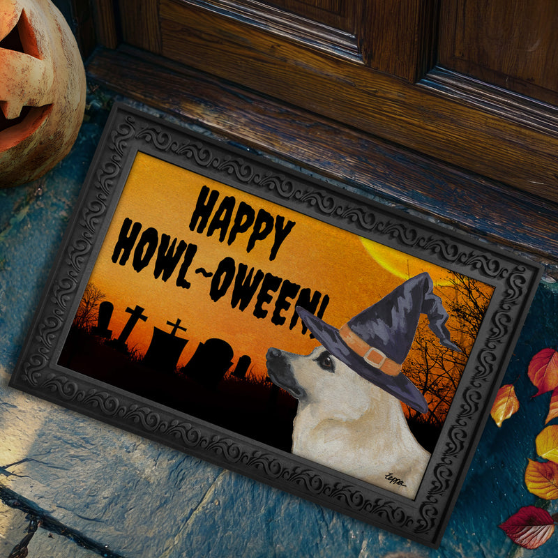Norwegian Buhund HAPPY HOWL-OWEEN Welcome Mat