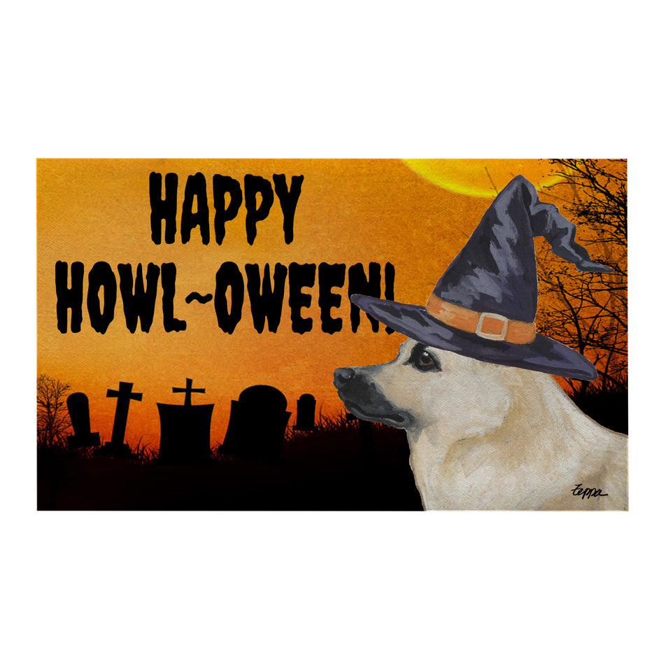 Norwegian Buhund HAPPY HOWL-OWEEN Welcome Mat