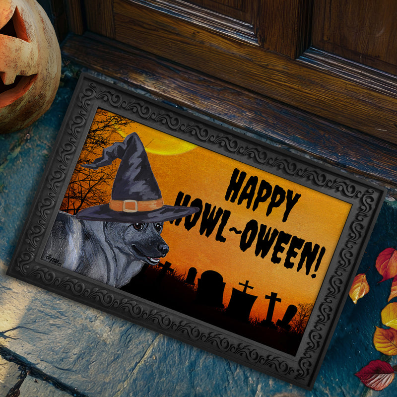 Norwegian Elkhound HAPPY HOWL-OWEEN Welcome Mat