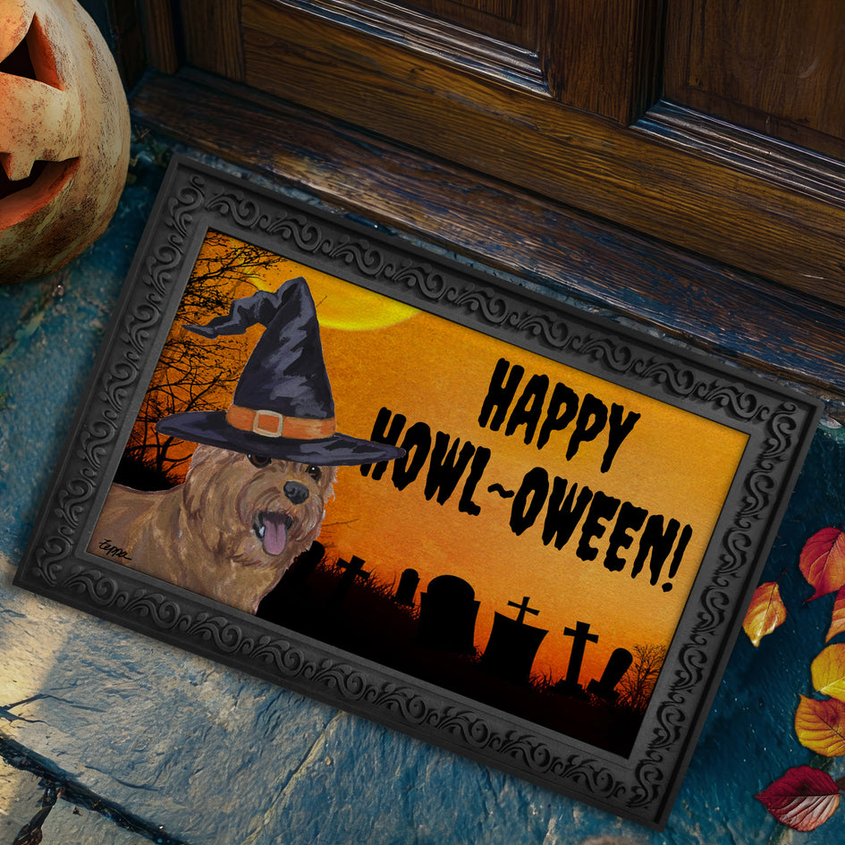 Norwich Terrier HAPPY HOWL-OWEEN Welcome Mat